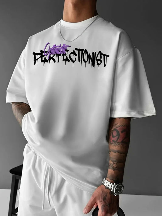 Fashion Letter Bear Print Pattern T-Shirt