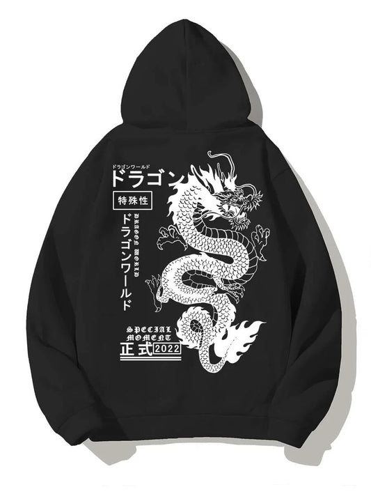 Japanese Dragon Casual Street Oversized Hoodie